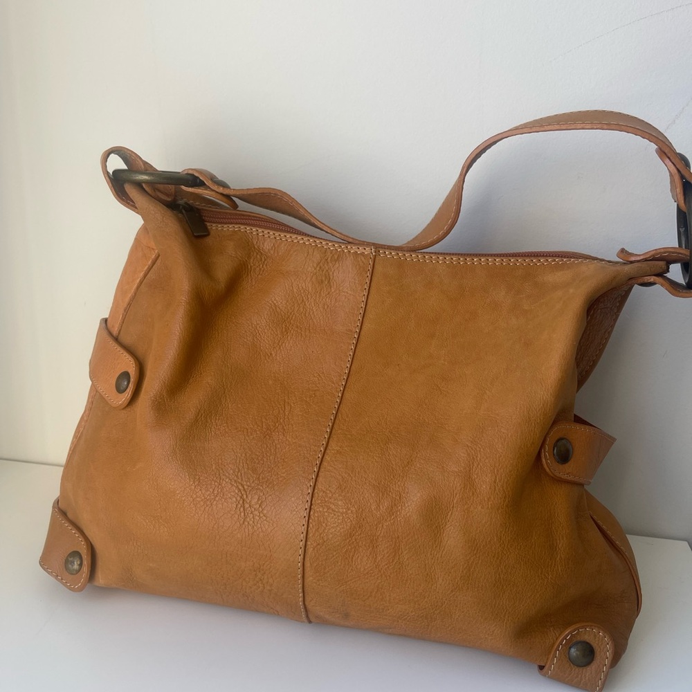 Maurizio Taiuti Caramel Leather Shoulder Bag